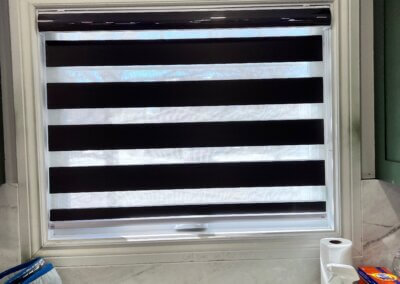 brown zebra blinds for kitchen