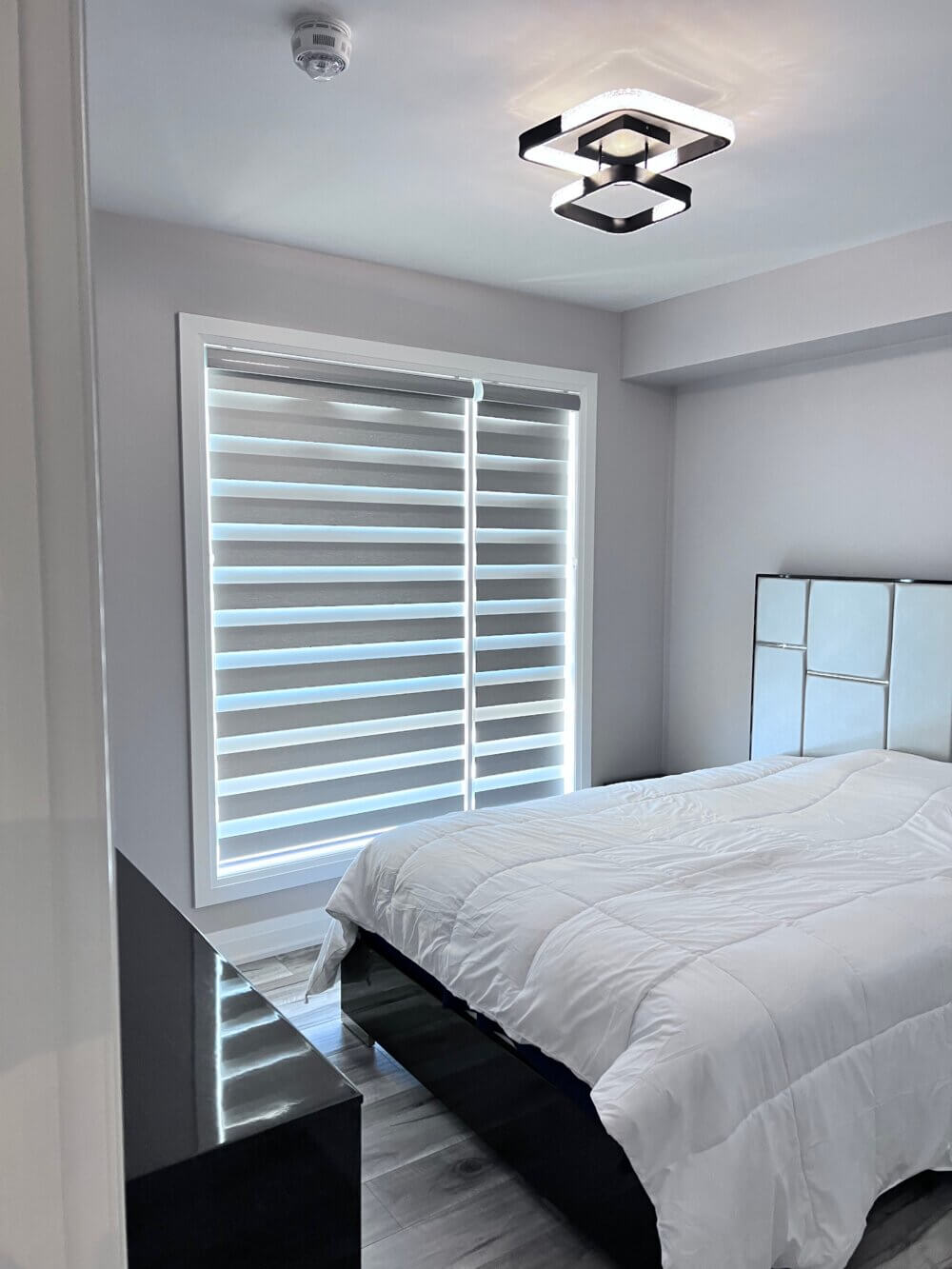 zebra blinds for condo bedroom