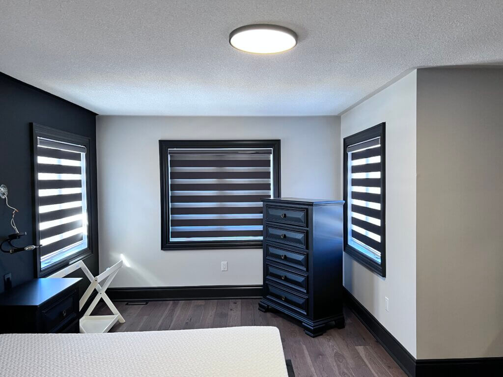 zebra blinds master bedroom