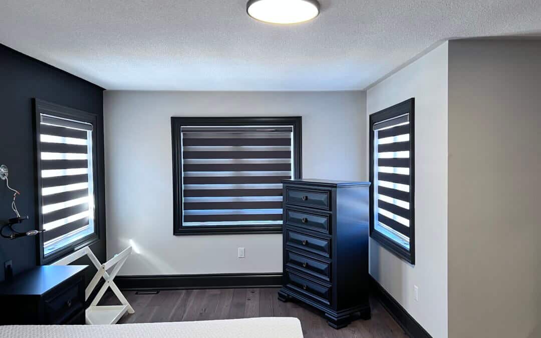 zebra blinds master bedroom